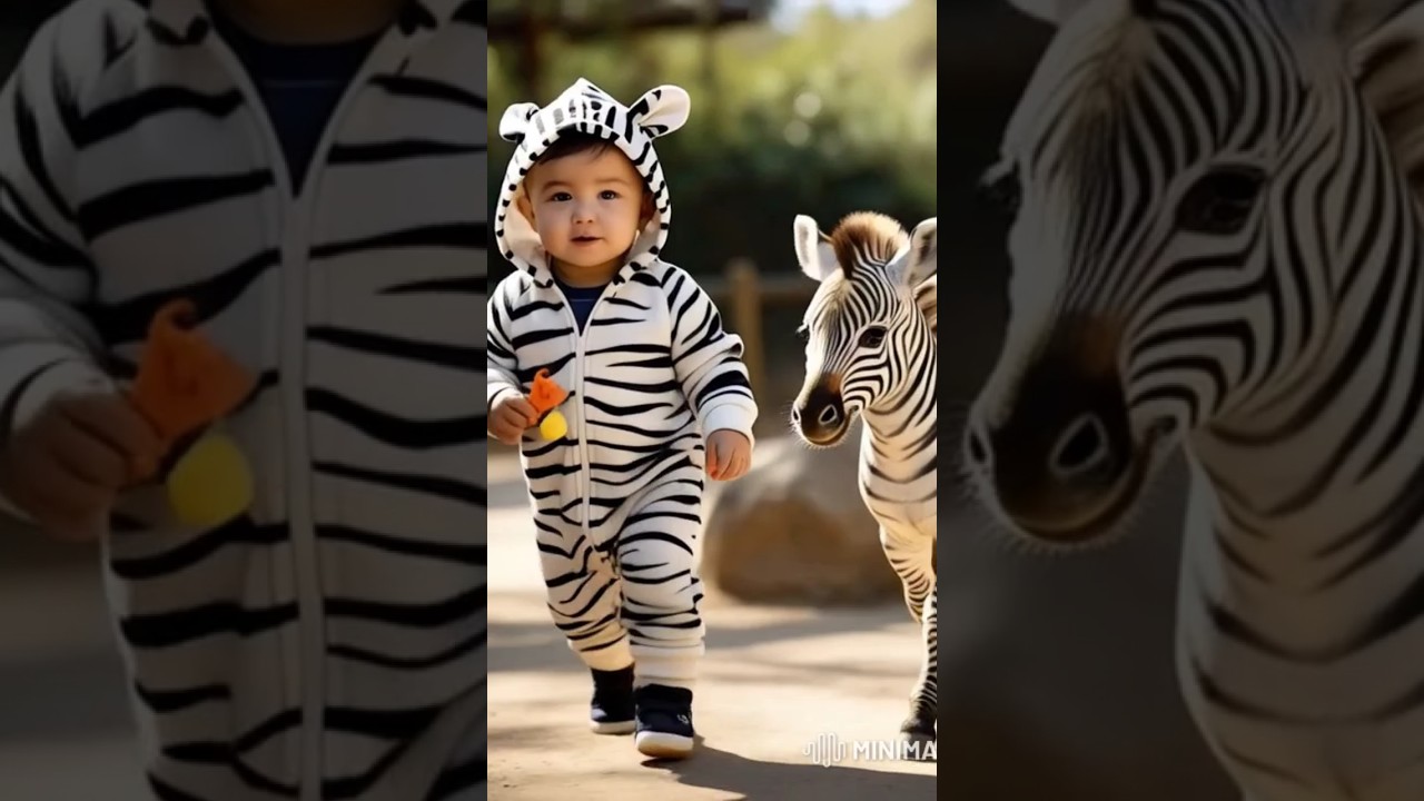 Cute baby walking with baby zebra 🦓😍#youtubeshorts #shorts #baby #zebra #animals