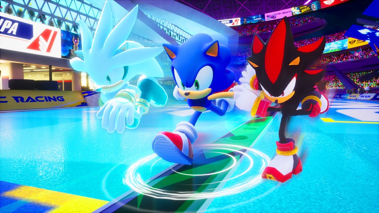 Запуск Соника, Шэдоу и Сильвера в Sonic Racing CrossWorlds