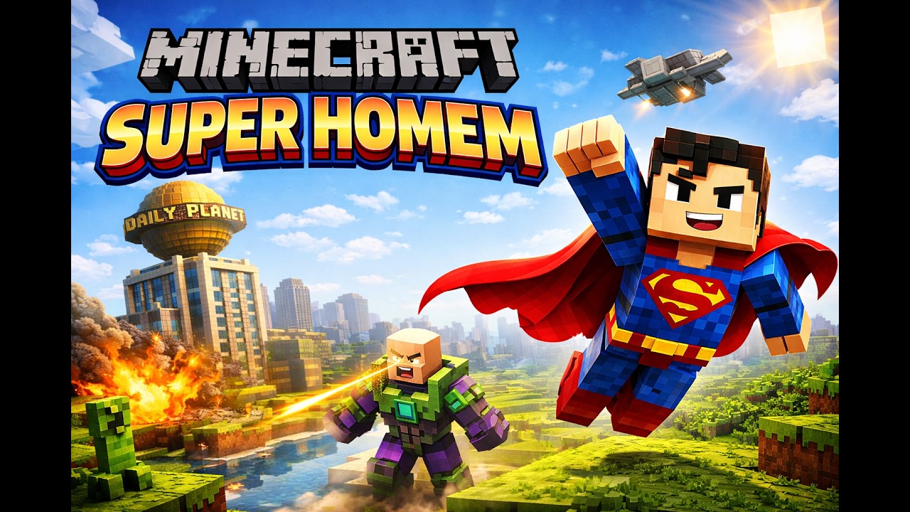 Eu desenhei um super homem MINECRAFT! 😱