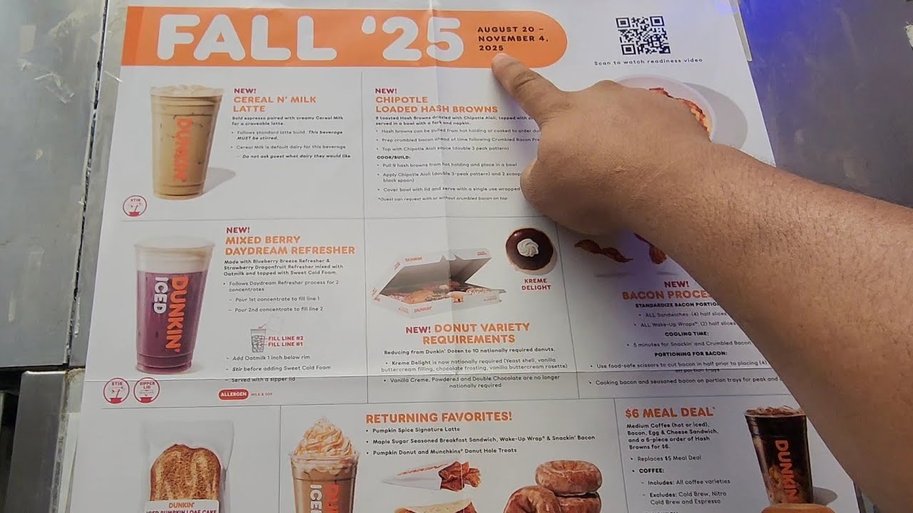 Dunkin Donuts Fall 2025 Full Manu ! Dunkin Donuts FALL 25