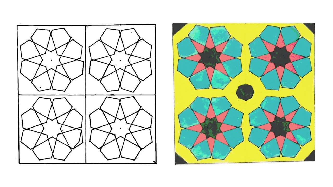 حرف ابداعية (٣) | زخارف إسلامية هندسية | رسم سهل | زخرفة سهلة | ISLAMIC GEOMETRIC