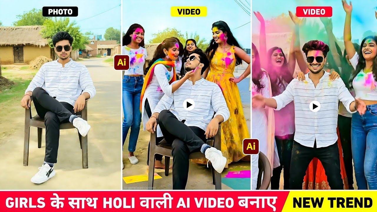 Girl के साथ holi वाली ai video कैसे बनाए | Holi ai video editing | Ai se holi ka video kaise banaen