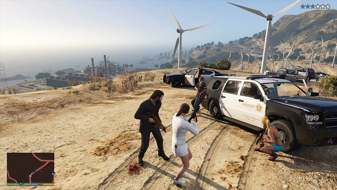 GTA 5 - Michael's Family Ten Star Escape From RON Alternates Wind Farm