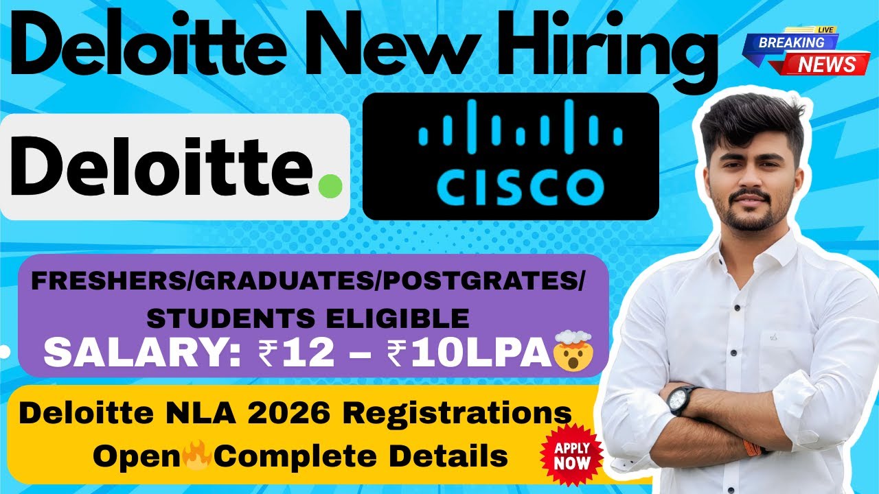 Breaking News 🚨 Deloitte + Cisco Hiring | Salary Up to ₹12 LPA #deloitte #cisco