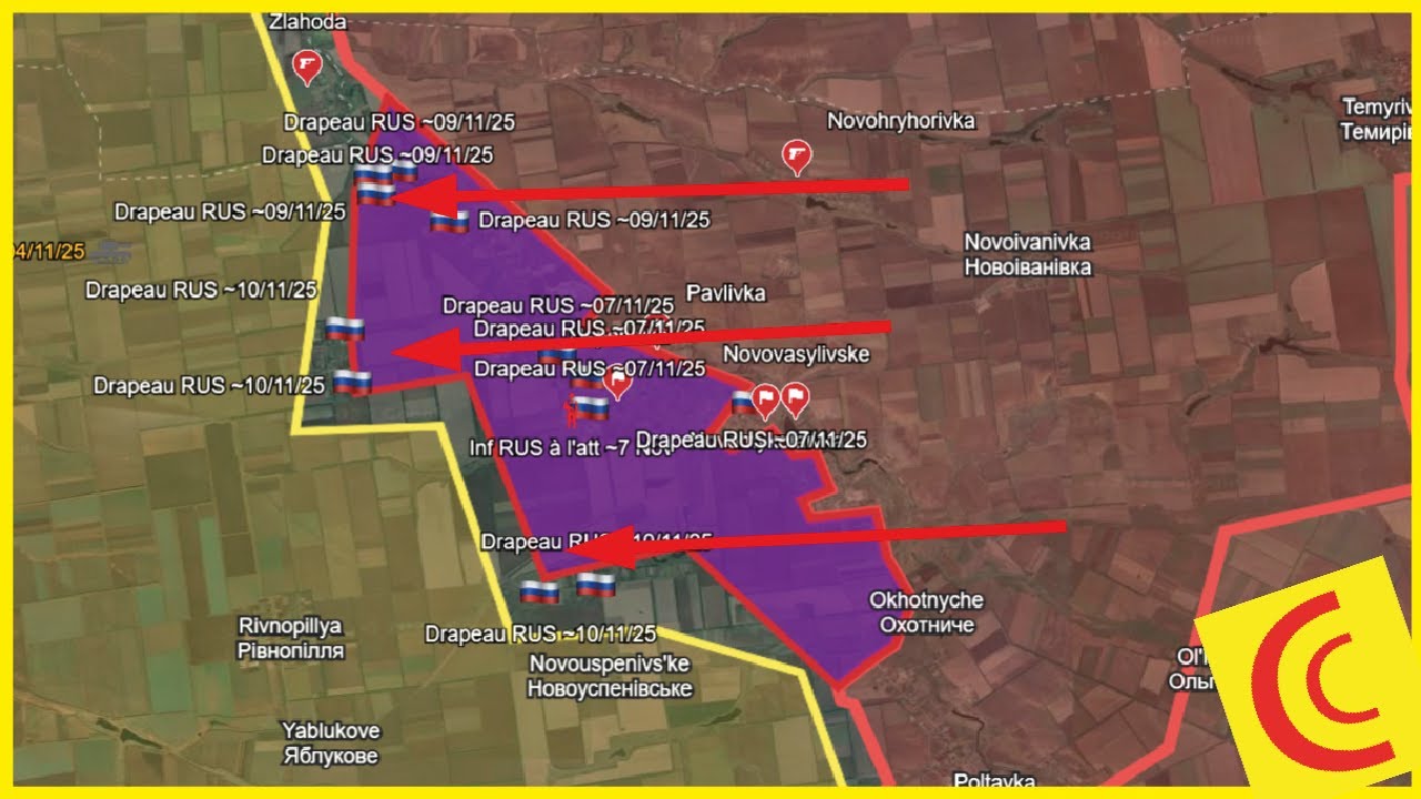 Conflit Ukraine 11/11/25 : avanc&eacute;e RUS sur le front de Dnipro, Houlia&iuml;pole menac&eacute; par l'Est
