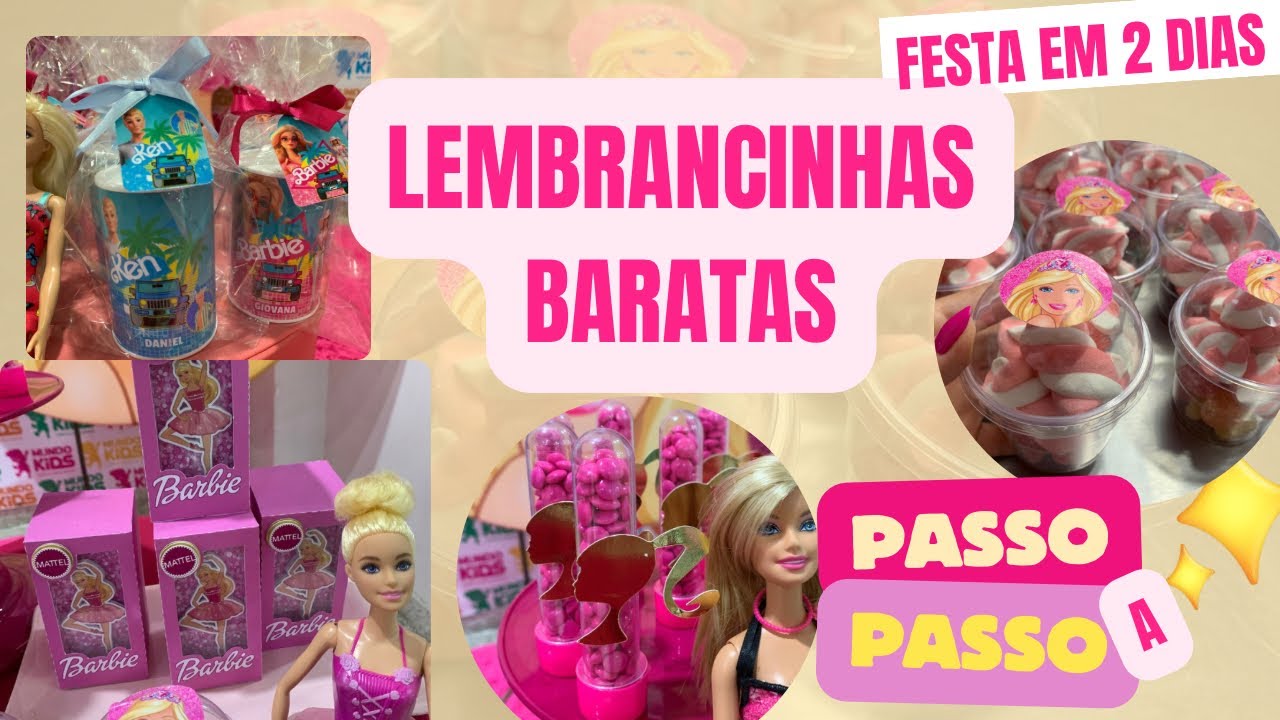 LEMBRANCINHAS SIMPLES E BARATAS/PASSO A PASSO (montando e recheando) TEMA BARBIE