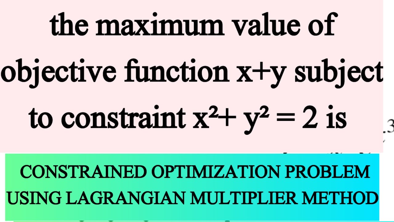 Solving Constrained optimization problem using lagrangian Multiplier method | IIT JAM ECONOMICS 2026