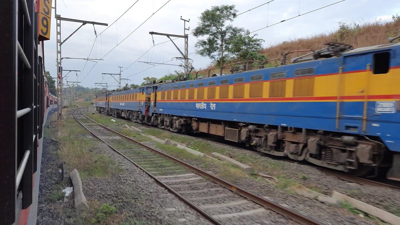 4 WCAM3 locomotives working on puny 5 coacher train !! another surprise at end...