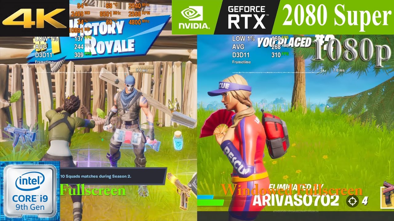 Fortnite: Season 2 | RTX 2080 Super | 1080p | Epic Settings | Fullscreen vs Windowed Fullscreen