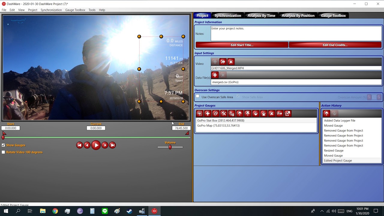 DashWare!!! How to Merge videos and Merge Overlay GPS data from GoPro and Change Miles to km