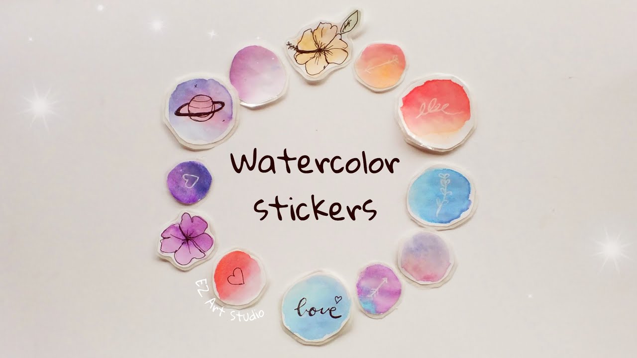 DIY Watercolor Stickers NO STICKER PAPER Easy