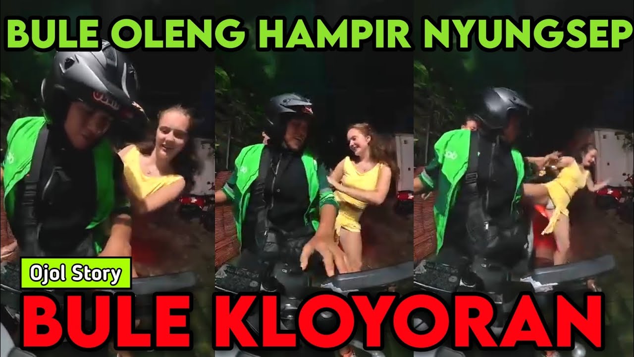 BULE CANTIK NAIK OJOL HAMPIR JATUH