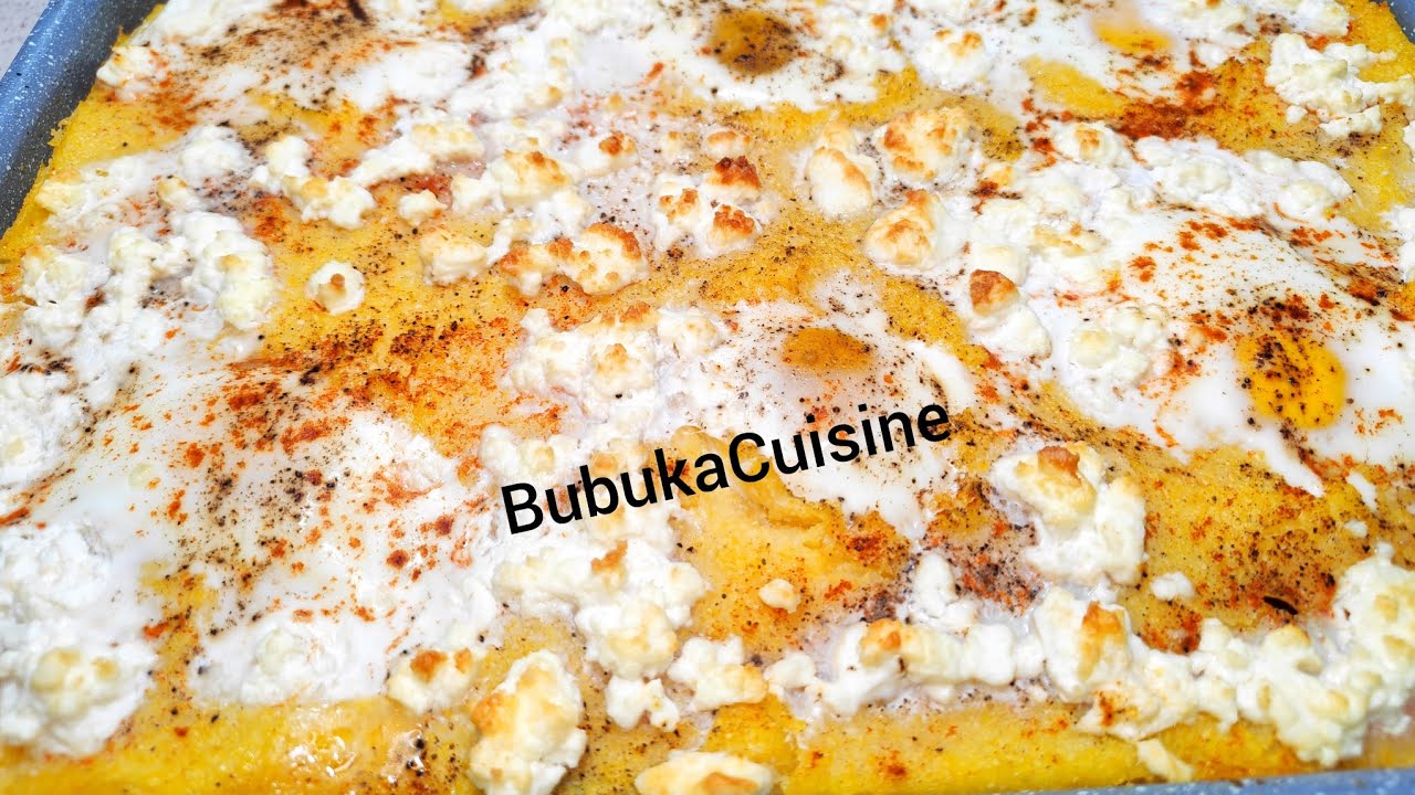Запеченная полента с сыром, яйцами и копчеными колбасками! @BubukaCuisine