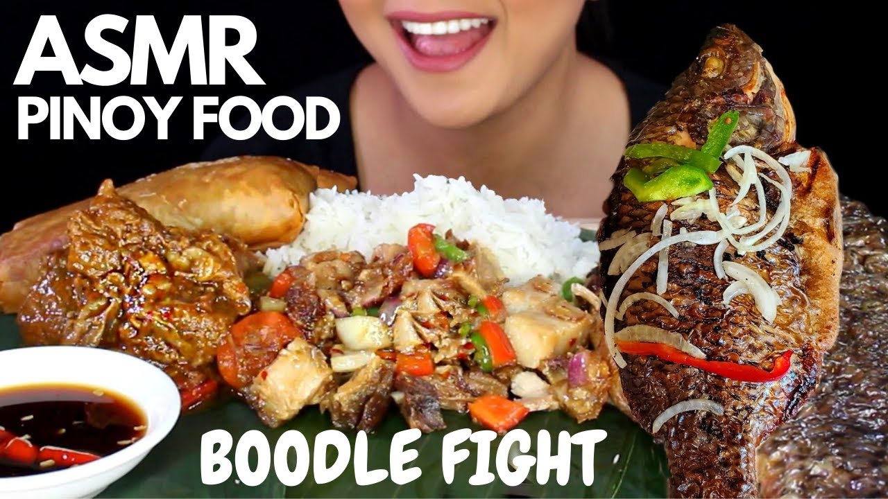 ASMR FILIPINO FOOD Mechado, Sisig, Lumpia, Tilapia EATING SOUNDS MUKBANG