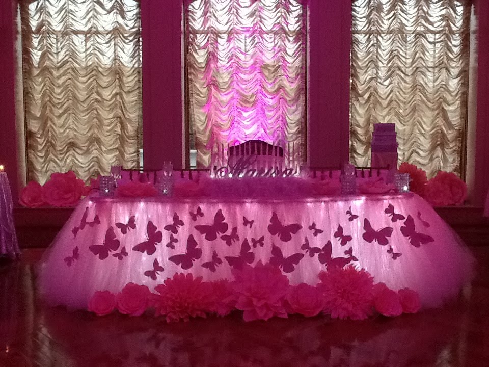 Pink Butterfly Themed Sweet 16 at The Larkfield Manor, East Northport NY