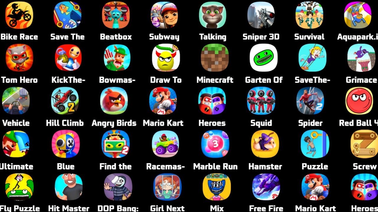 Increibox Sprunki,Fishdom,Tom Heros,Subway Surfers,Bike Race,Kick The Buddy,Save The Fish,Sniper 3D