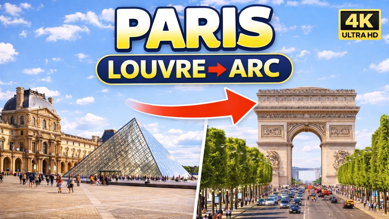 PARIS 4K Walking Tour 🇫🇷 Louvre → Tuileries → Champs-Élysées → Arc de Triomphe #paris #france