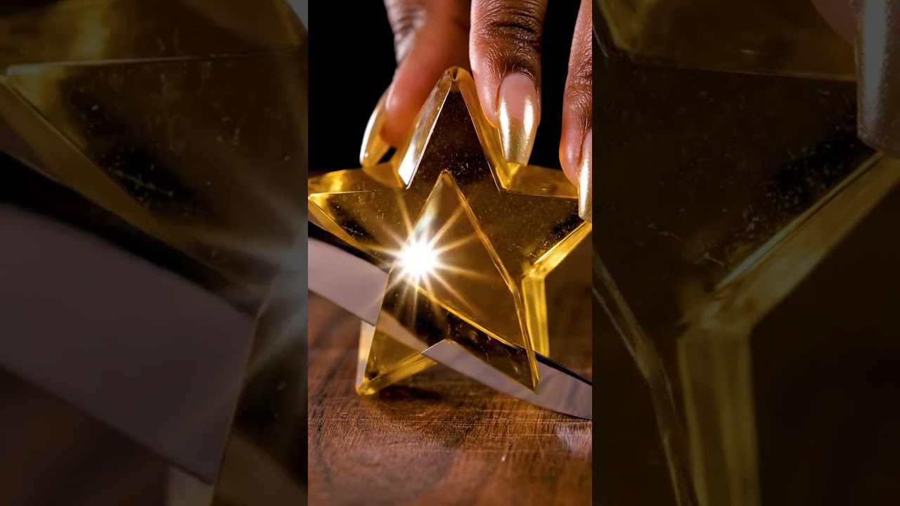 ASMR Glass Starfruit in 8K | Hyper Realistic Crystal Cross-Section Cut 🔪