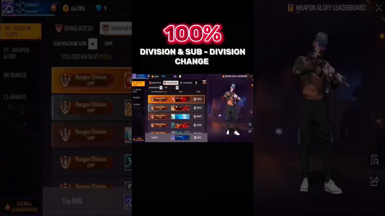 How to Change Free Fire Weapon Glory Division & Sub - Division🎯#freefireclips #freefire #shorts #tsg