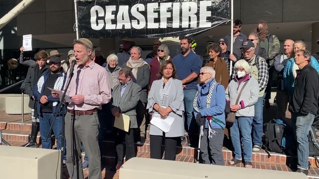 Ceasefire Now!  Press Conference, Portland Jews and Palestinians at Senator Jeff Merkley's Office