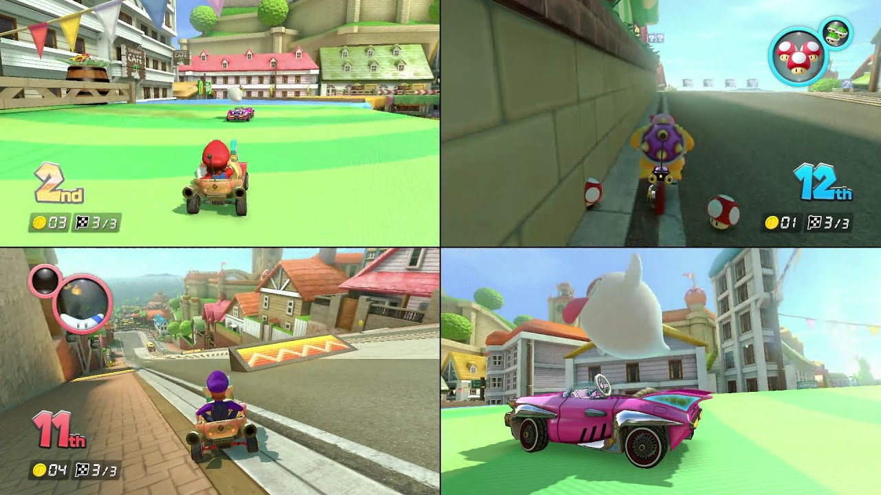 Mario Kart 8 Deluxe (Switch) - Flower Cup Playthrough Complete (50cc, 3 player)