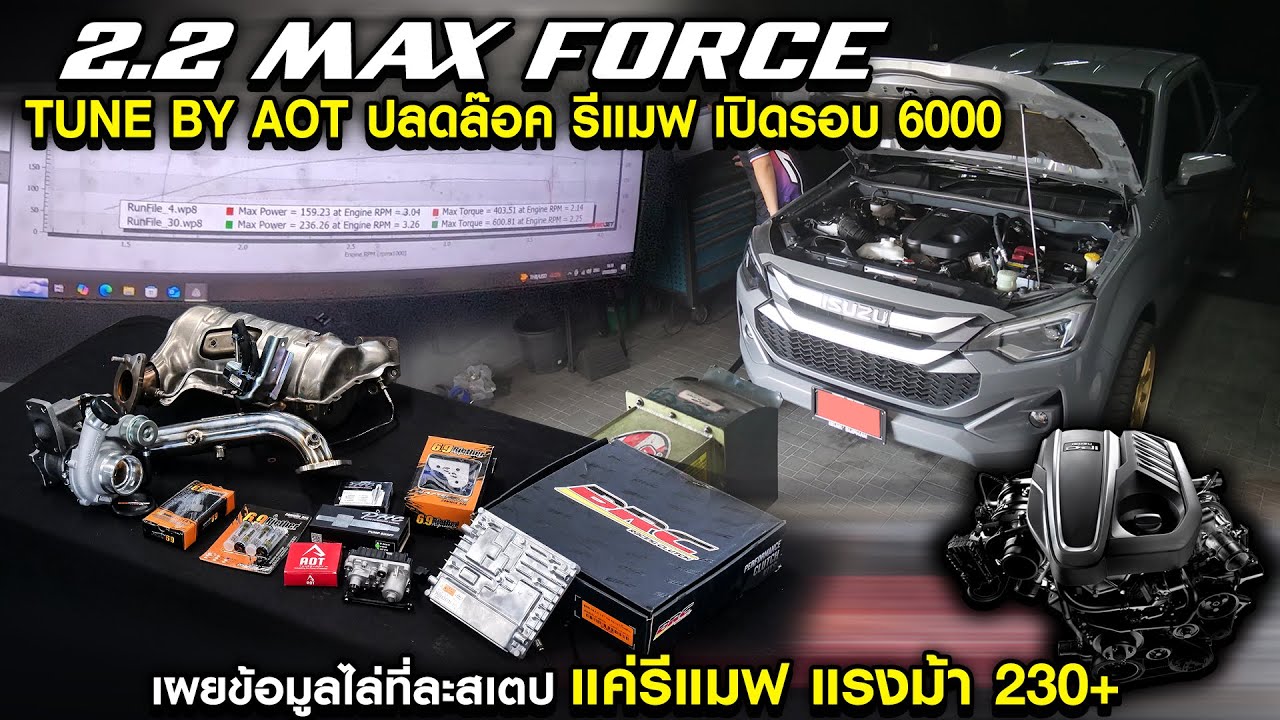 2.2 max force TUNE BY AOT ปลดล๊อค รีแมฟ เปิดรอบ 6000 เผยข้อมูลไล่ที่ละสเตป แค่รีแมฟ แรงม้า230+