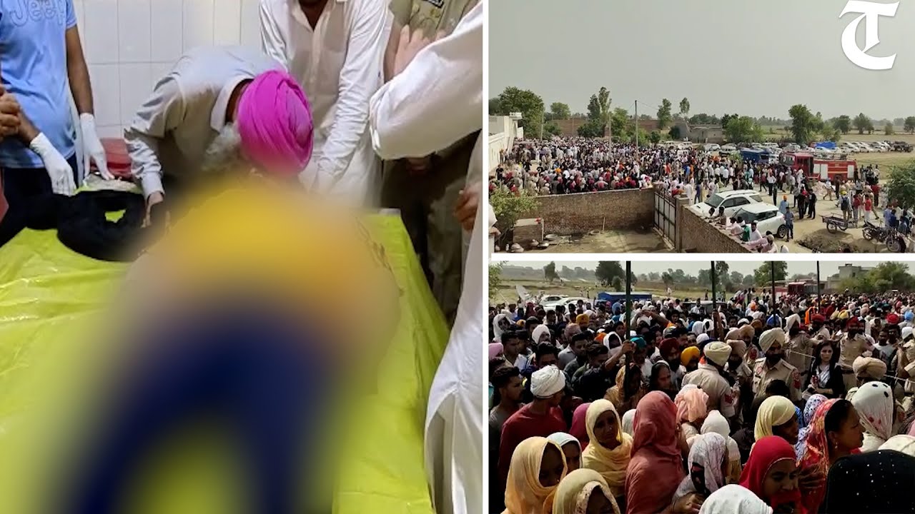 A huge crowd gathers outside Sidhu Moosewala’s house as his body reaches there