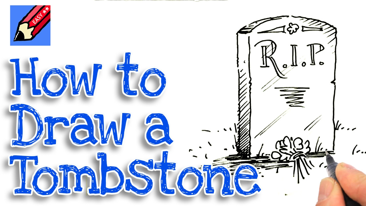 Learn how to draw a tombstone real easy  | Step by Step with Easy - Spoken Instructions