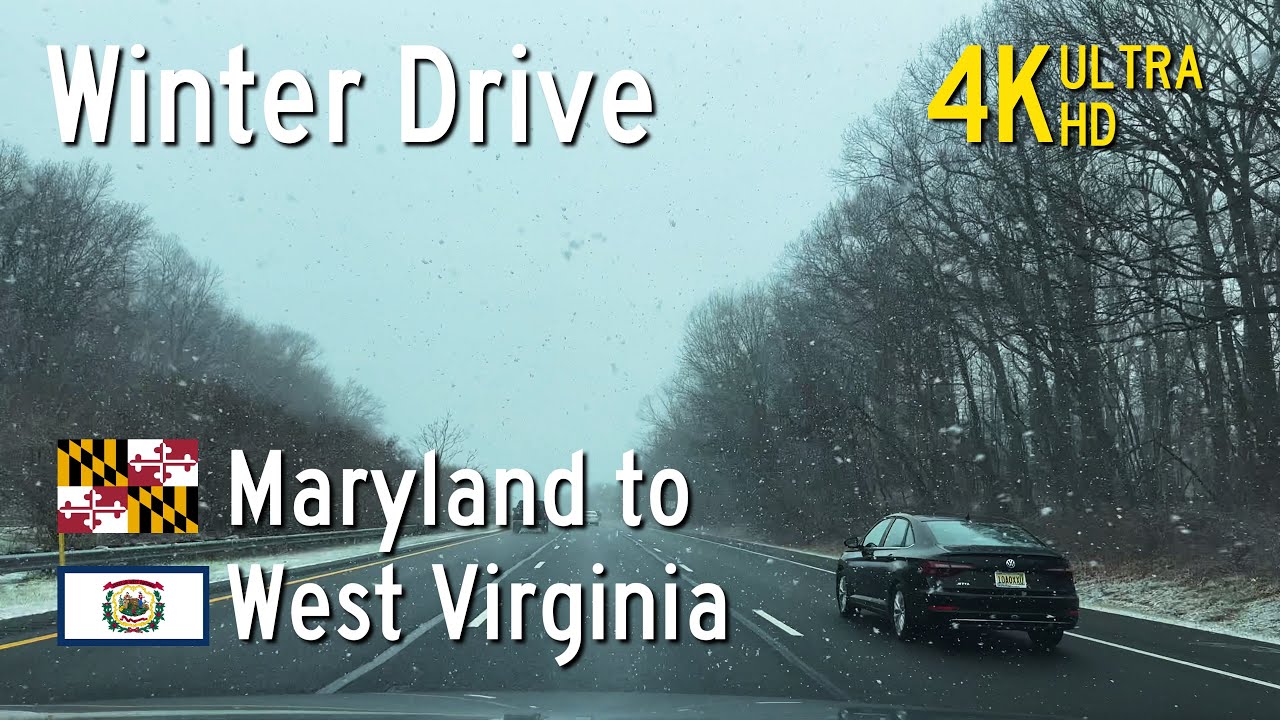 Relaxing Stress Relief Music WINTER Drive | Owings Mills MARYLAND to Charles Town WEST VIRGINIA (4K)