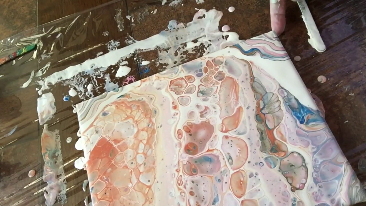 Mega Cells and Hairdryer. Acrylic Pouring Painting Fluid Art. Dimethicone (088)