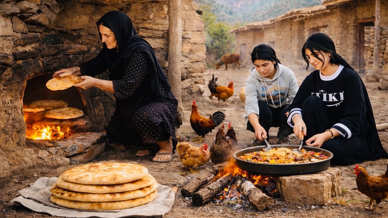 Traditional Village Life | Mother’s Bread | Sisters’ Daily Cooking