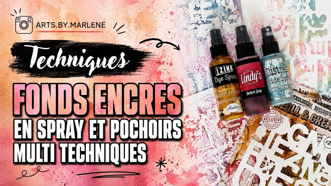 Réaliser des fonds aux pochoirs et encres en spray: plusieurs techniques #artjournal #stencil