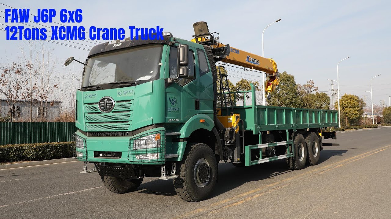 Off Road 6X6 FAW J6P Truck Mouned XCMG SQS300-4 12Tons Crane