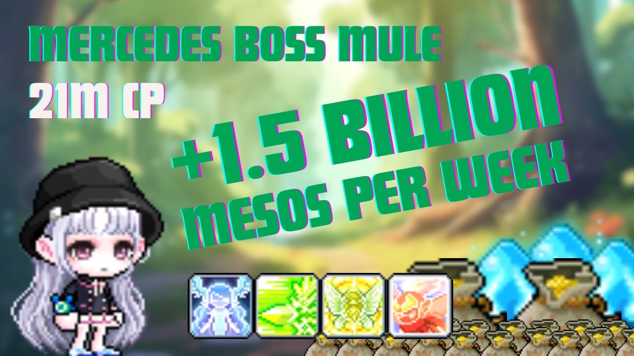 MapleStory Mercedes Boss Mule 1.5 BILLION MESO in 15 Minutes