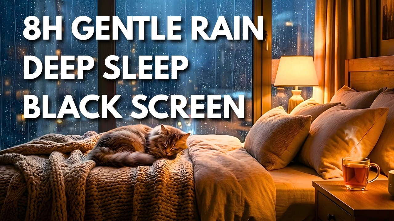 8 Hours of Gentle Rain Sounds 😴🌧️  Black Screen for Deep Sleep, Relaxation & Insomnia Relief