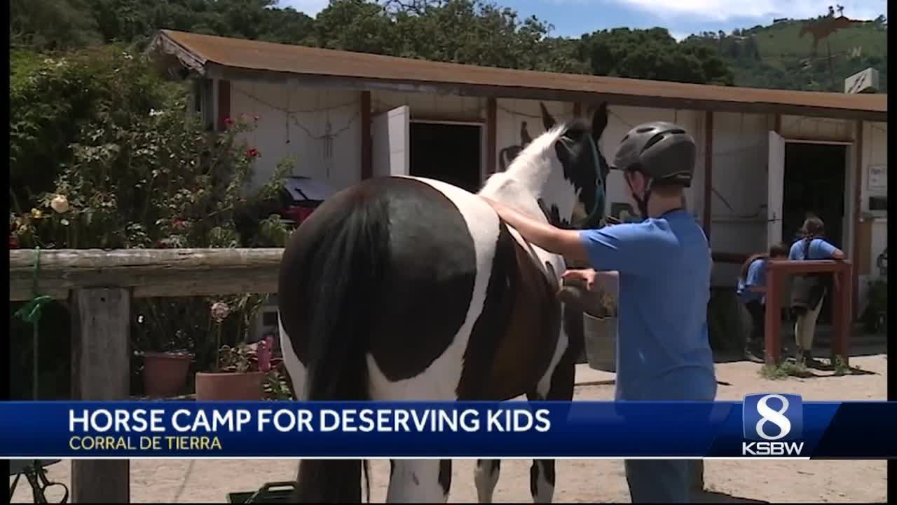 13 kids with Kinship center are experiencing horse camp