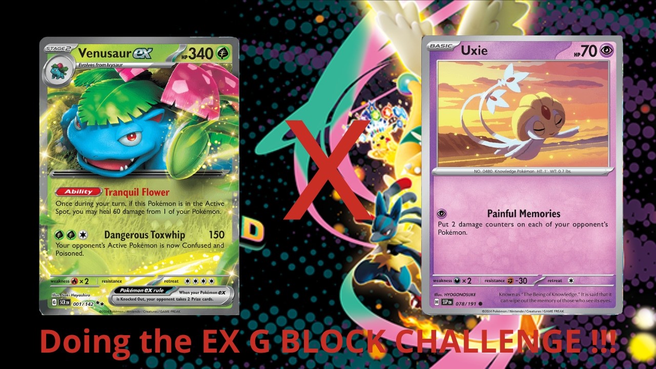 Doing the ex G BLOCK CHALLENGE !!! (Venusaur ex VS Uxie) + EXTRAS Pokémon TCG Live