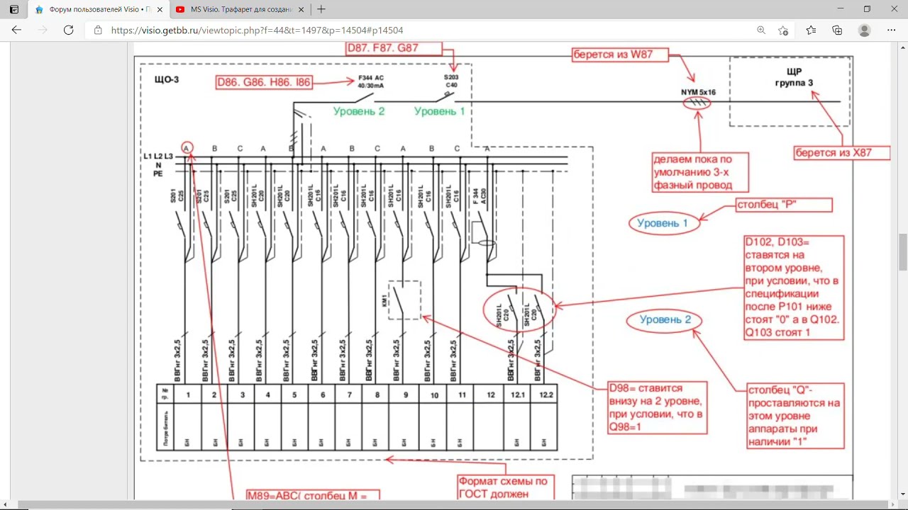 Visio. Трафарет для создания однолинейной схемы (1 серия): изменить аппараты на вводе в щит