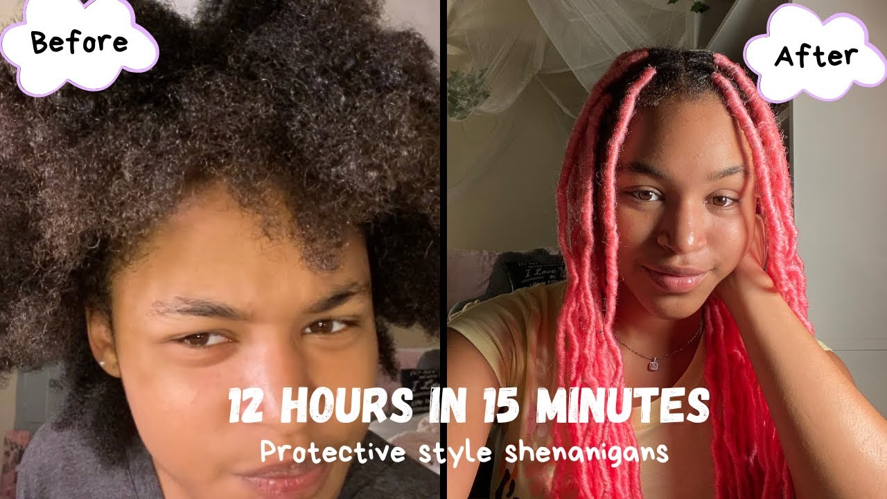 Watch me install long pink faux locs 🌸 Protective Style Shenanigans