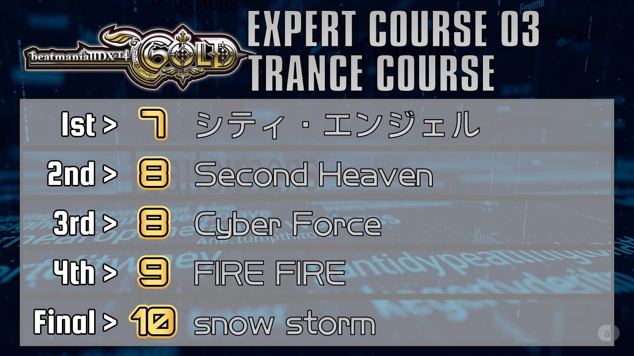 beatmaniaIIDX - 14 GOLD EXPERT COURSE 03 : TRANCE DP
