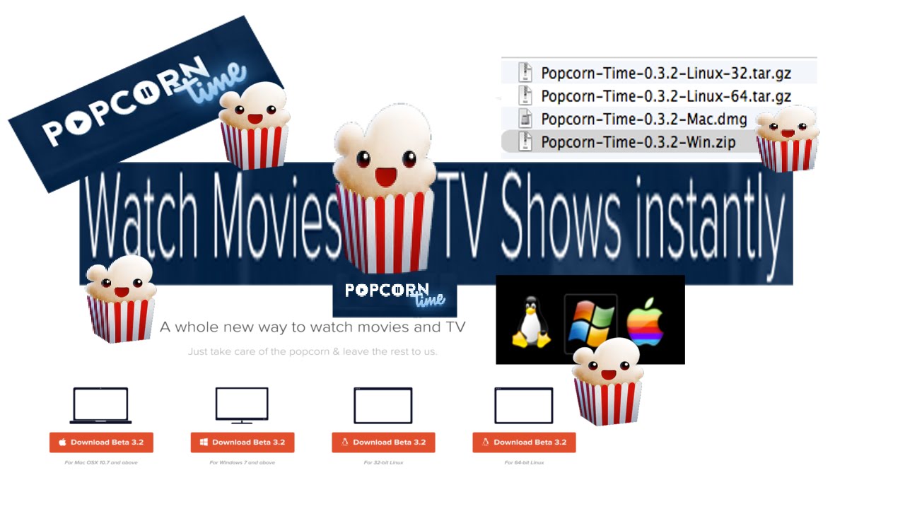 Popcorn Time App Mac Windows Linix Free TV & Movies