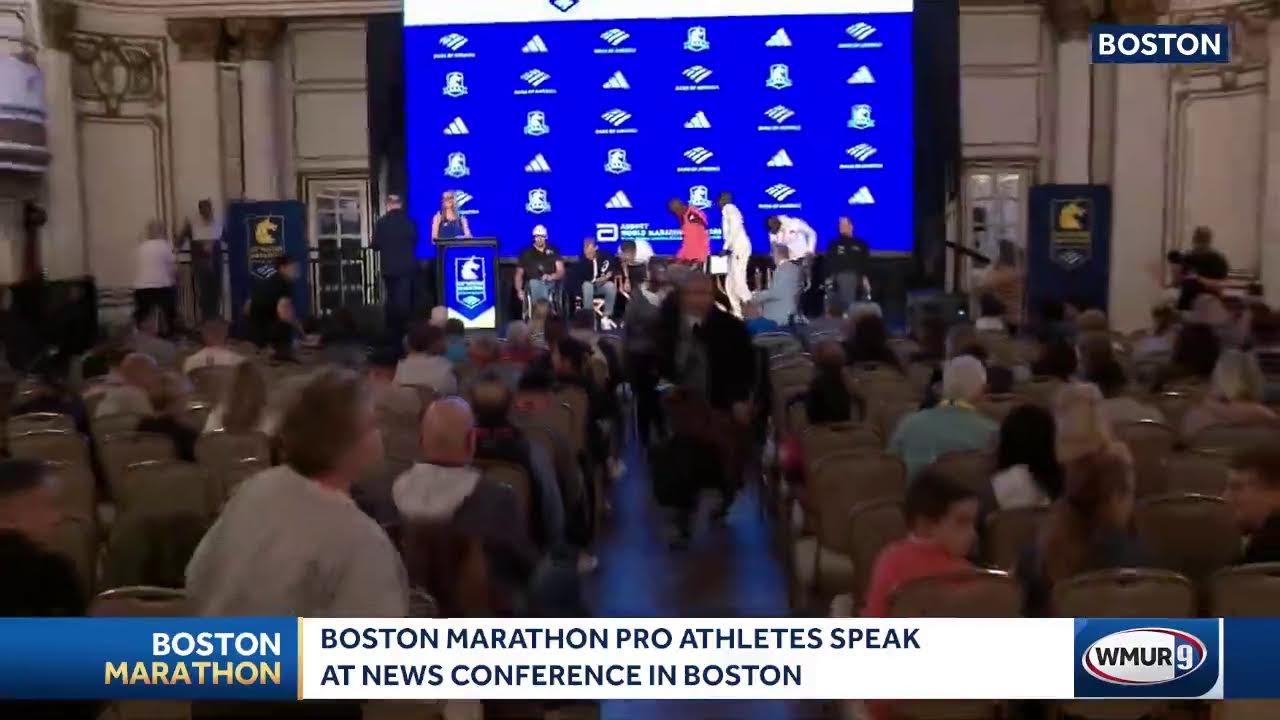 Boston Marathon: Pro athletes speak at news conference