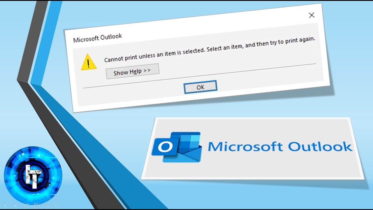 #Outlook Cannot print unless an item is selected. Select an item and then try to print again.