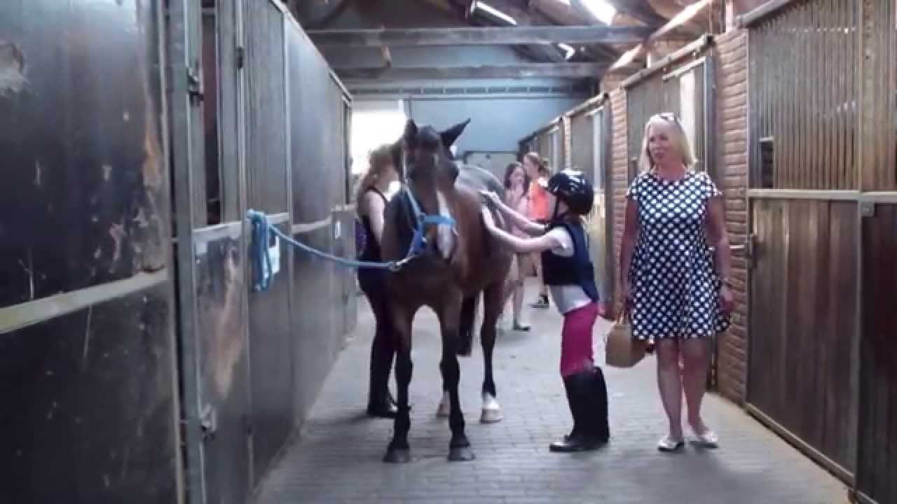 Ambers 1e paardrijles (9 juni 2014)