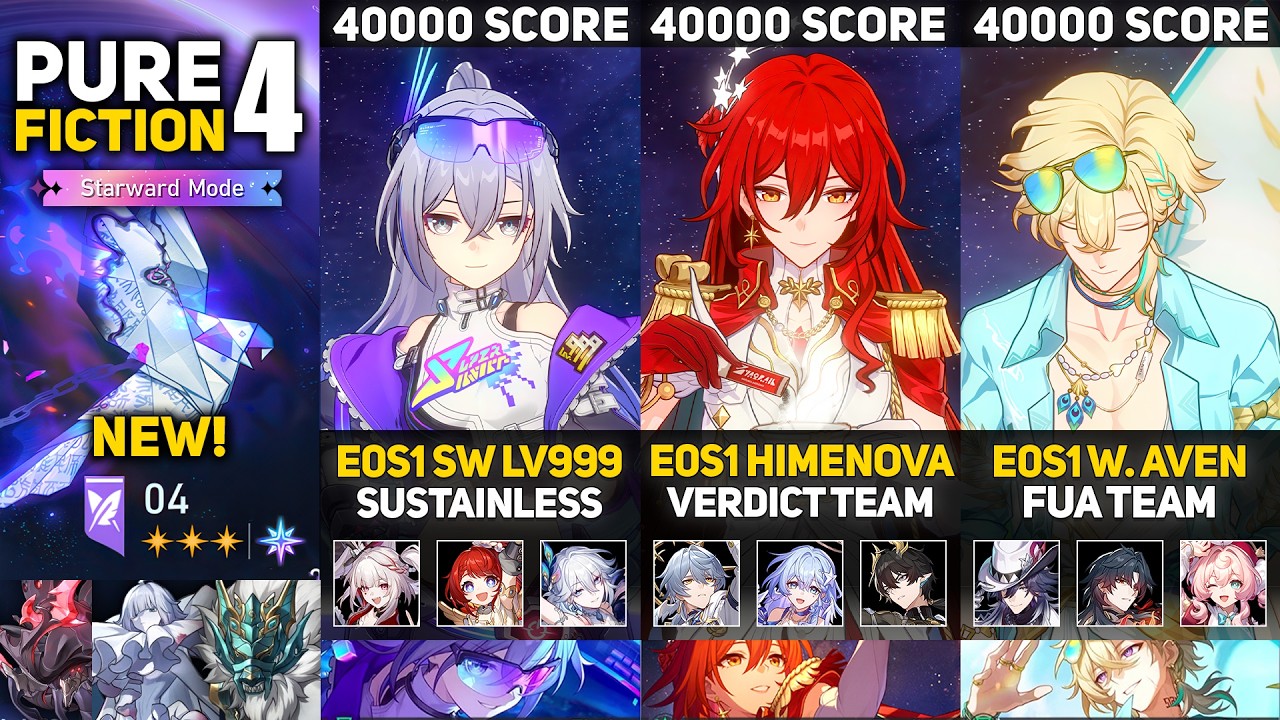 E0 Silver Wolf LV999 & E0 Himeko Nova & E0 Waventurine FUA | Pure Fiction 4 Starward Mode | HSR 4.5