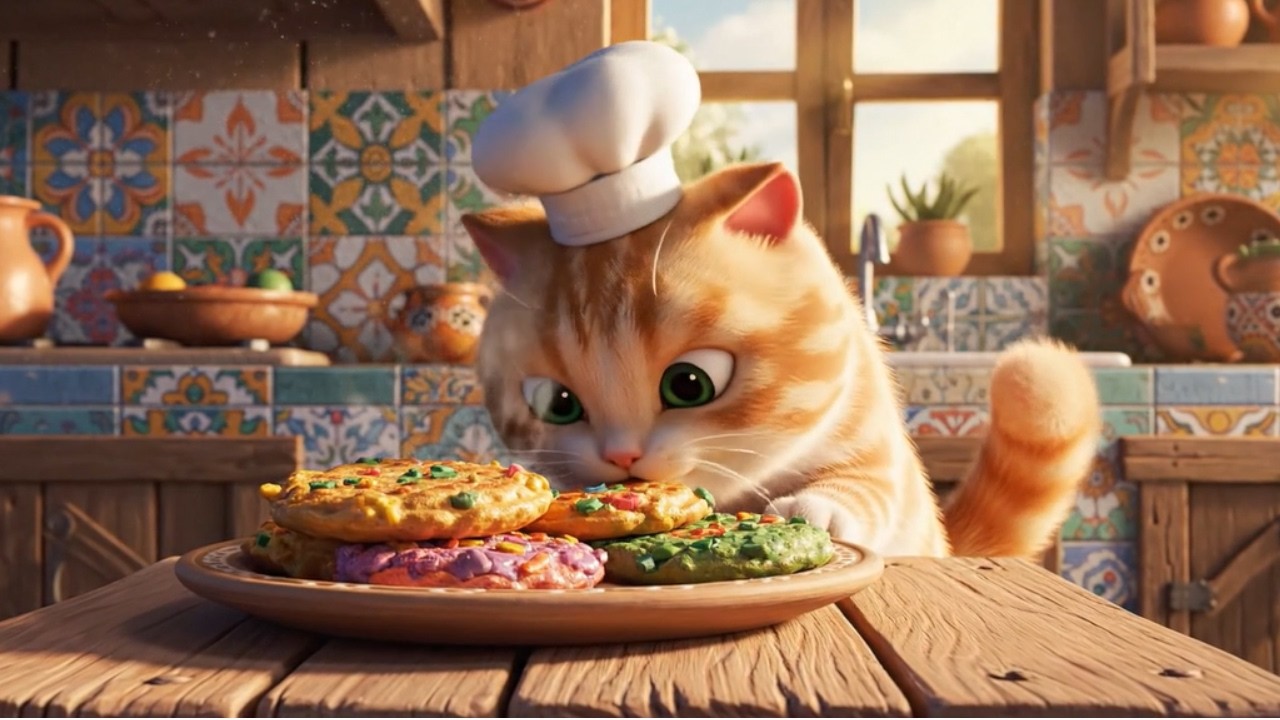 Chef Kitty's Colorful Pancake ASMR Mukbang! 🌈 Relaxing Sounds for Grown Ups 🐾