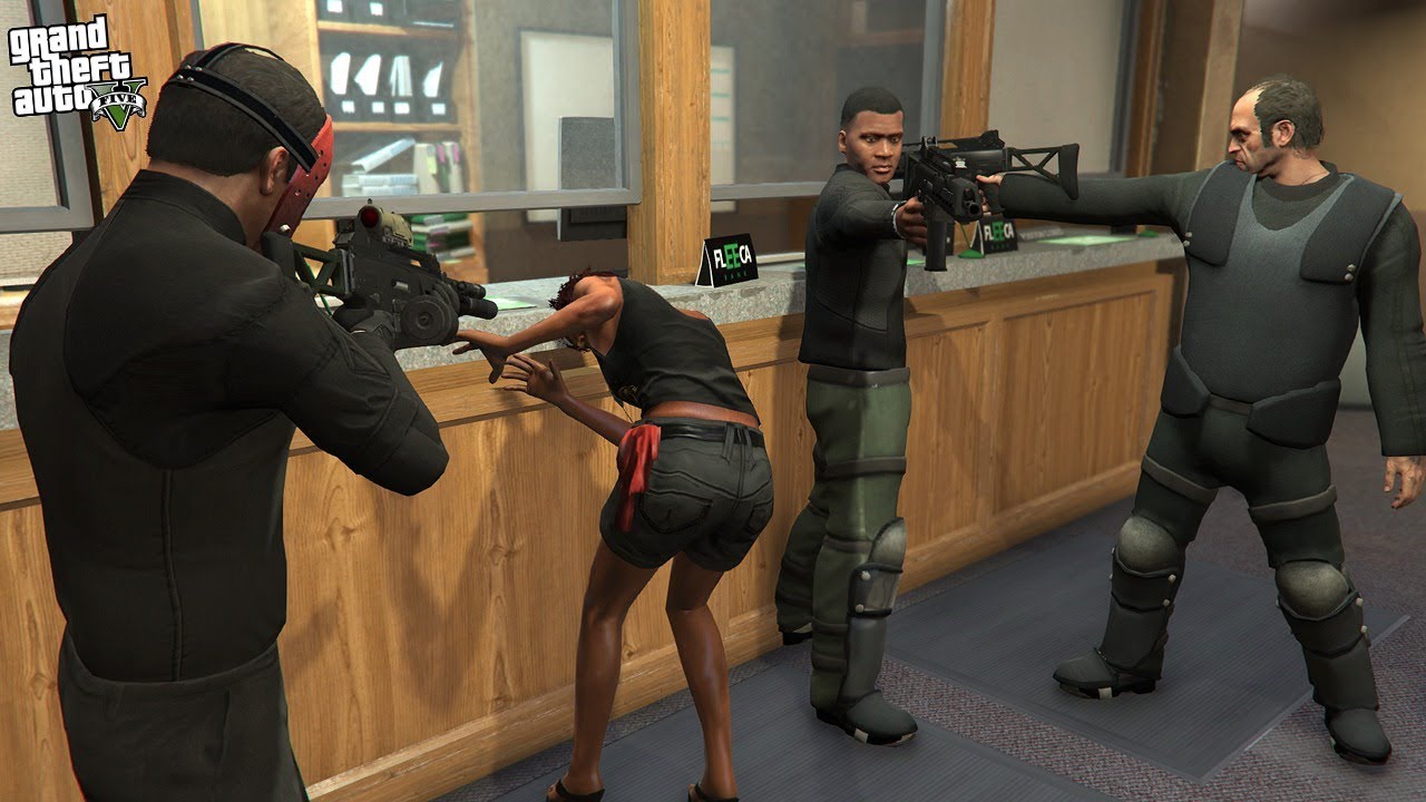 MICHAEL, FRANKLIN and TREVOR ROBS A BANK! (GTA 5 Mods)