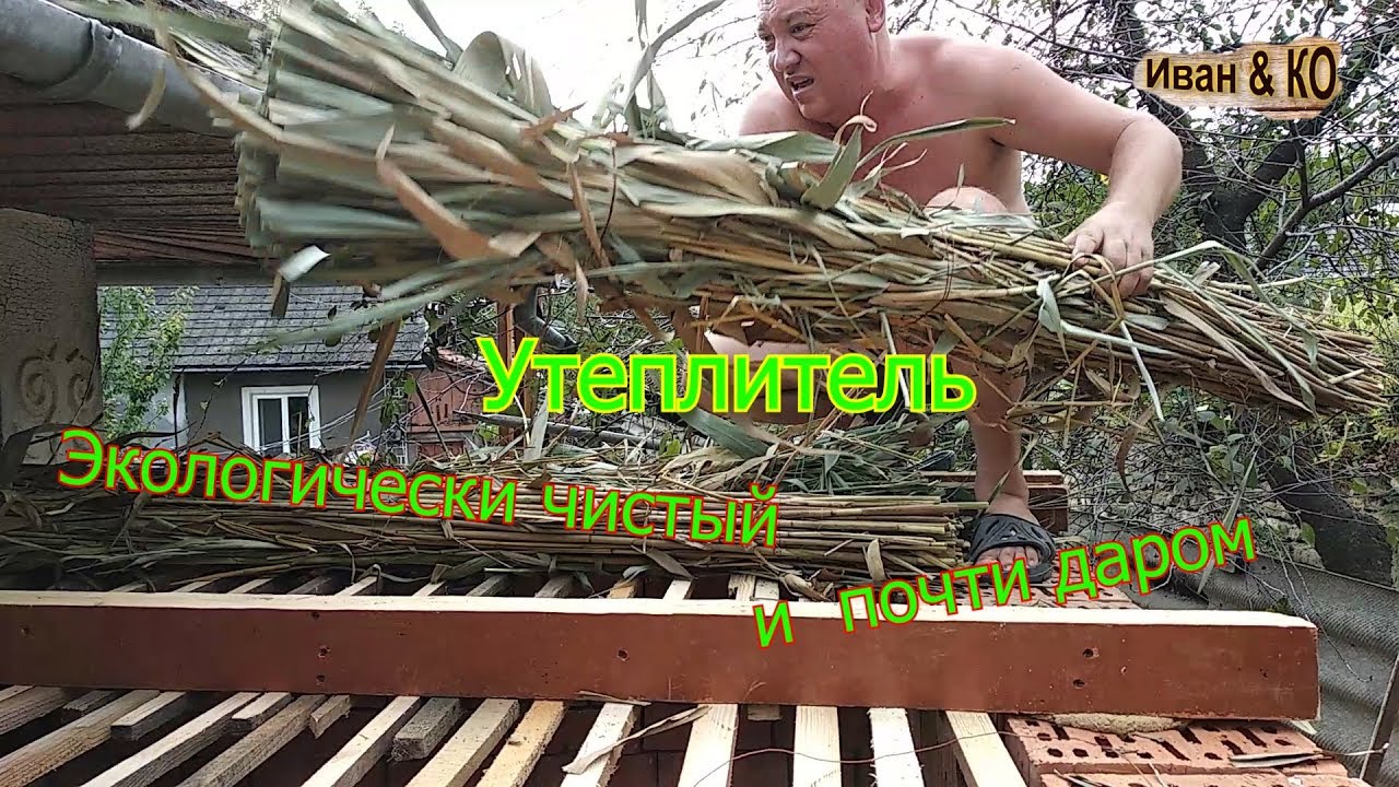Котельная. Утеплитель из камыша на потолок.