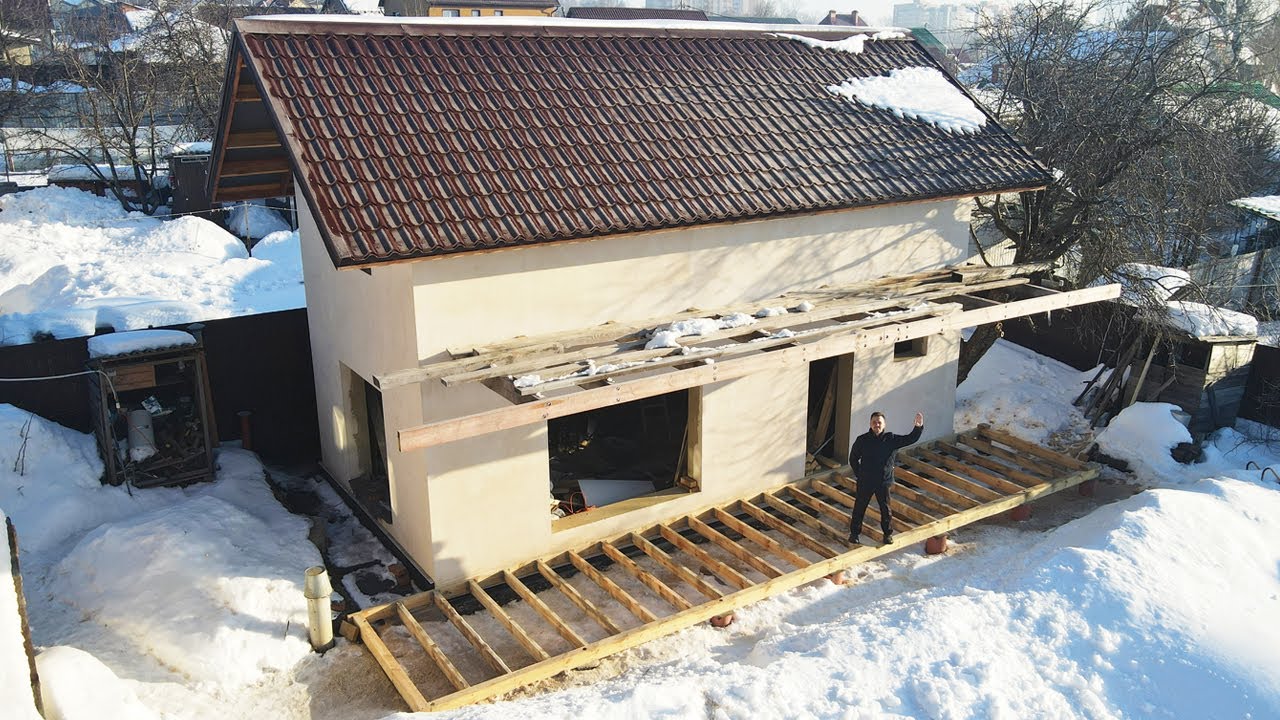How To Build Deck Alone! Construction In Extreme Cold DIY