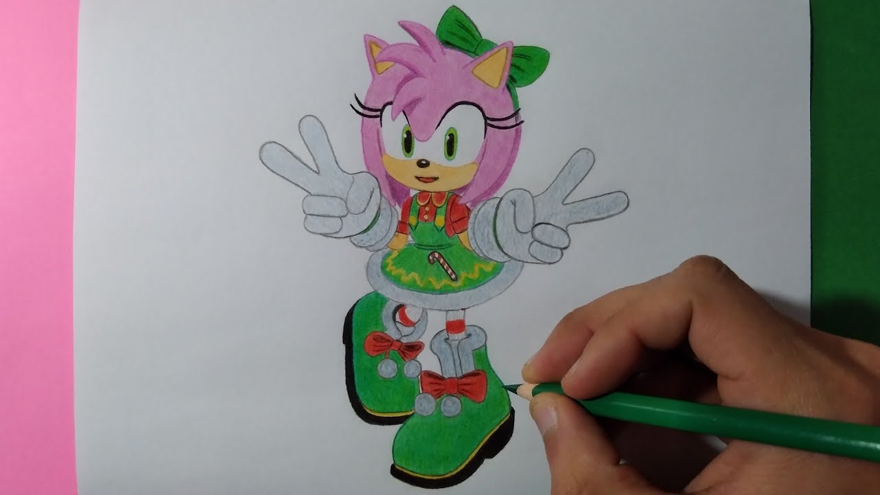 Dibujando a Amy navideña | Sonic Forces: Speed Battle | Drawing Christmas Amy